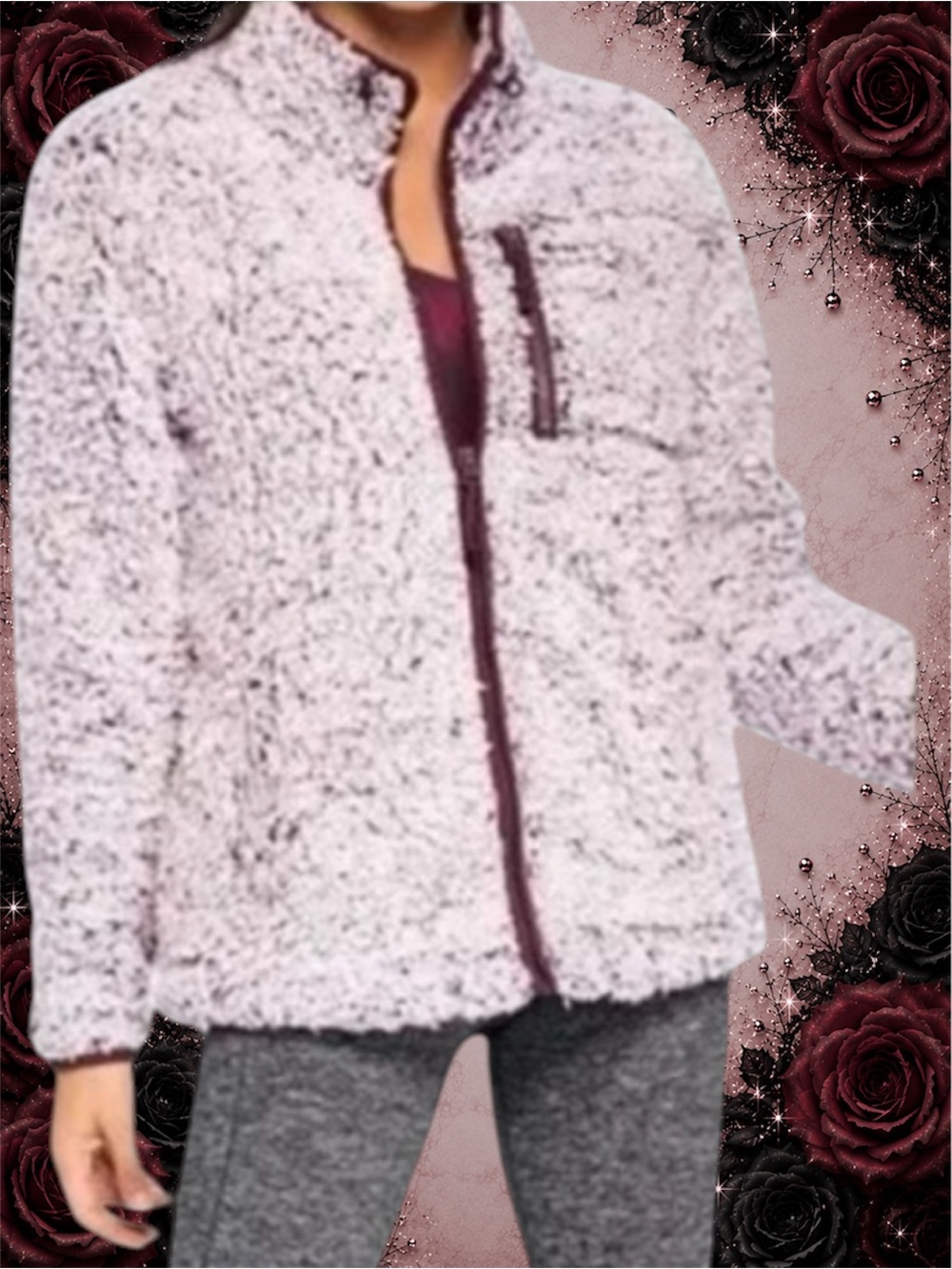Preowned Victoria’s Secret PINK Frosted Plum Sherpa Full Zip Jacket - XS